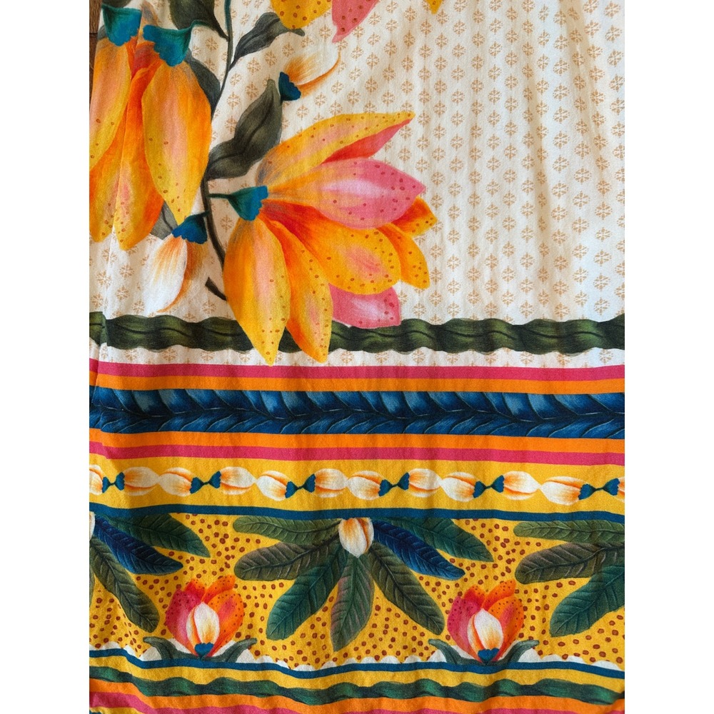 Farm Rio Tropical Floral Wide Leg Halter Jumpsuit Sz L Yellow Boho Anthropologie - Picture 16 of 16